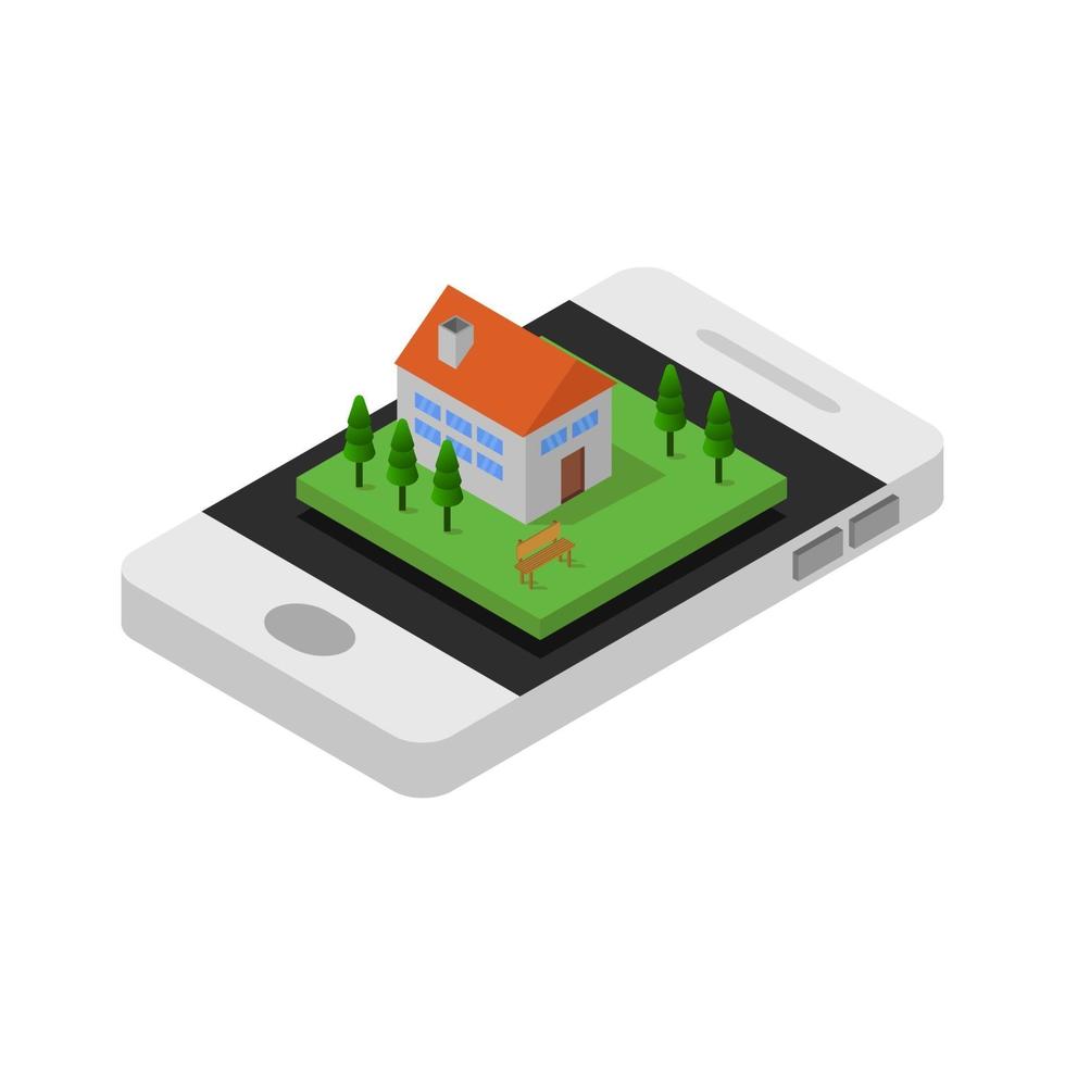 Buy House Online Isometric vector