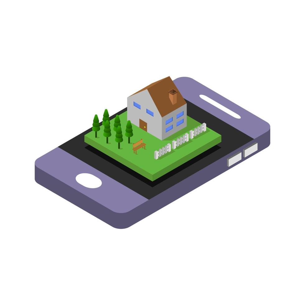Buy House Online Isometric vector