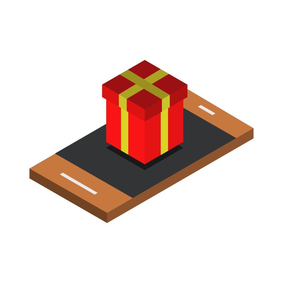 Buy Isometric Gift On Smartphone vector