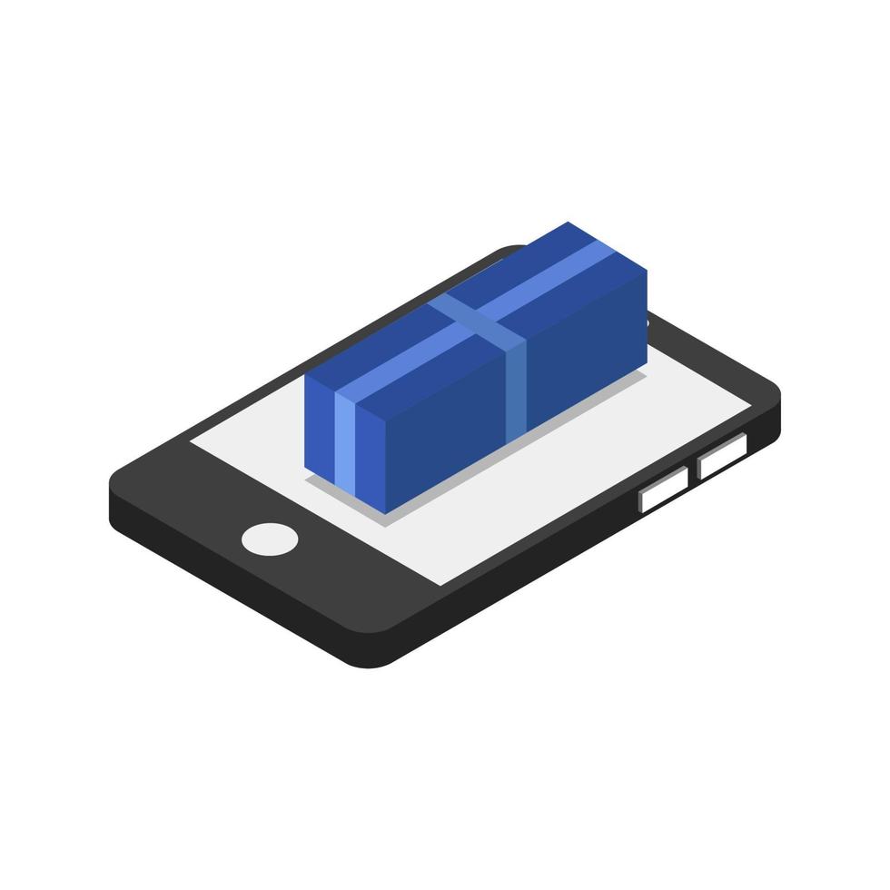 Buy Isometric Gift On Smartphone vector