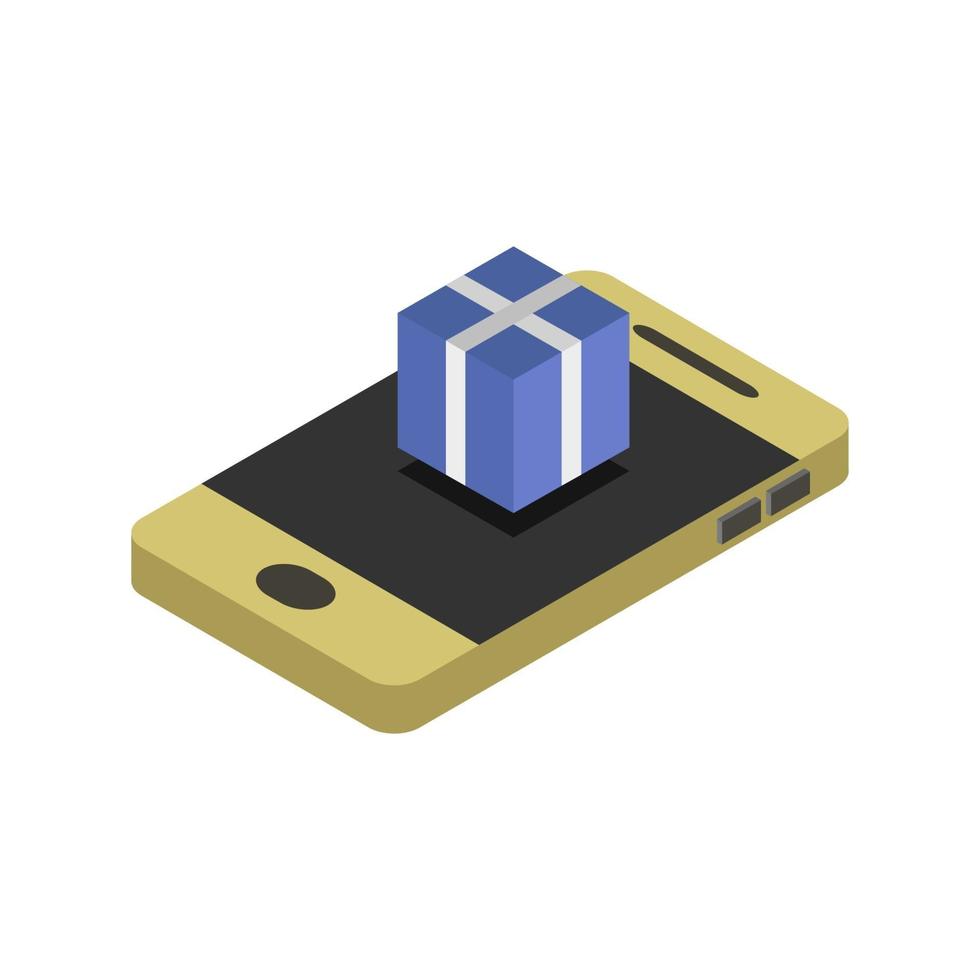 Buy Isometric Gift On Smartphone vector