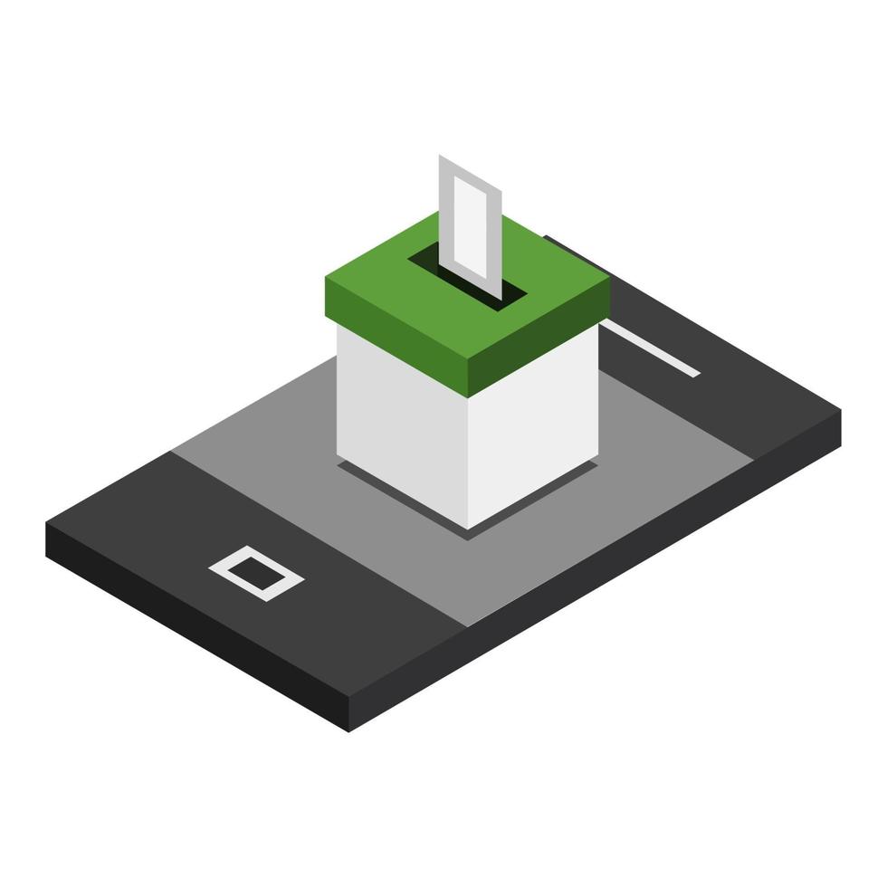 votar en línea isométrica en el teléfono inteligente vector