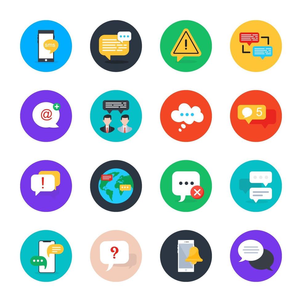 conjunto de iconos de chat y comunicación vector