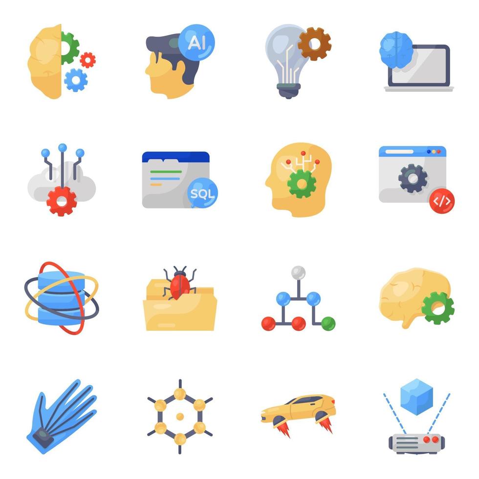 conjunto de iconos de elementos de tecnología futurista vector