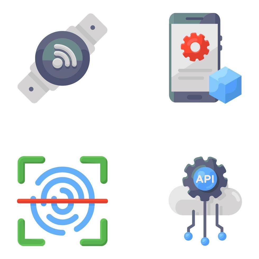 Technology and Devices Elements Icon Set vector
