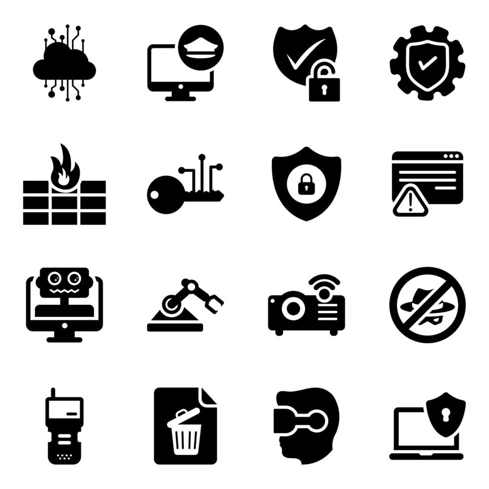 Ai Technology  and Robots Icon Set vector