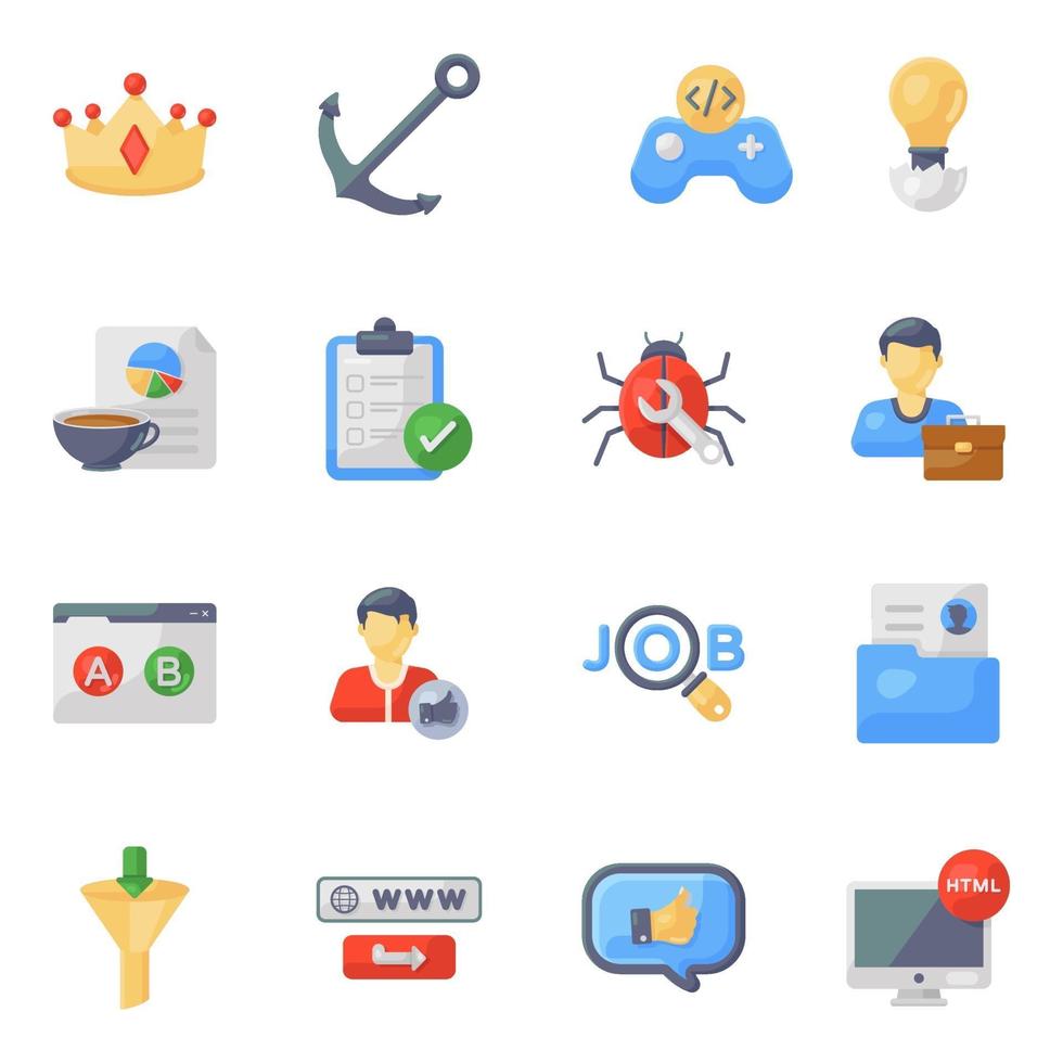 Search Engine and Business Icon Set vector