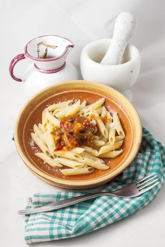 Pasta bowl with peppers photo