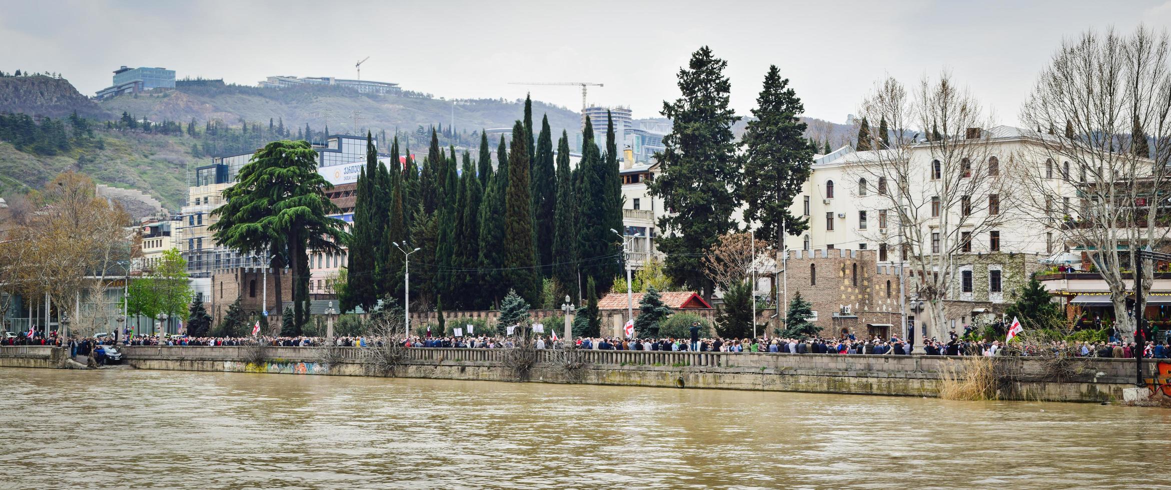 Tbilisi, Georgia - 9th April, 2021, People at a peaceful protest. photo