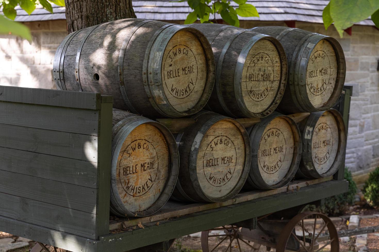 Whiskey barrels at the Belle Meade Mansion in Nashville, Tennessee, 2020. photo