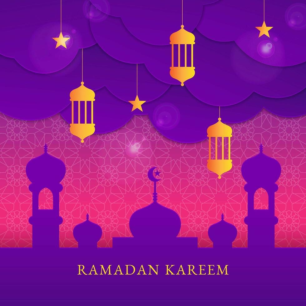 Ramadan Kareem Design in Paper Cut Style vector