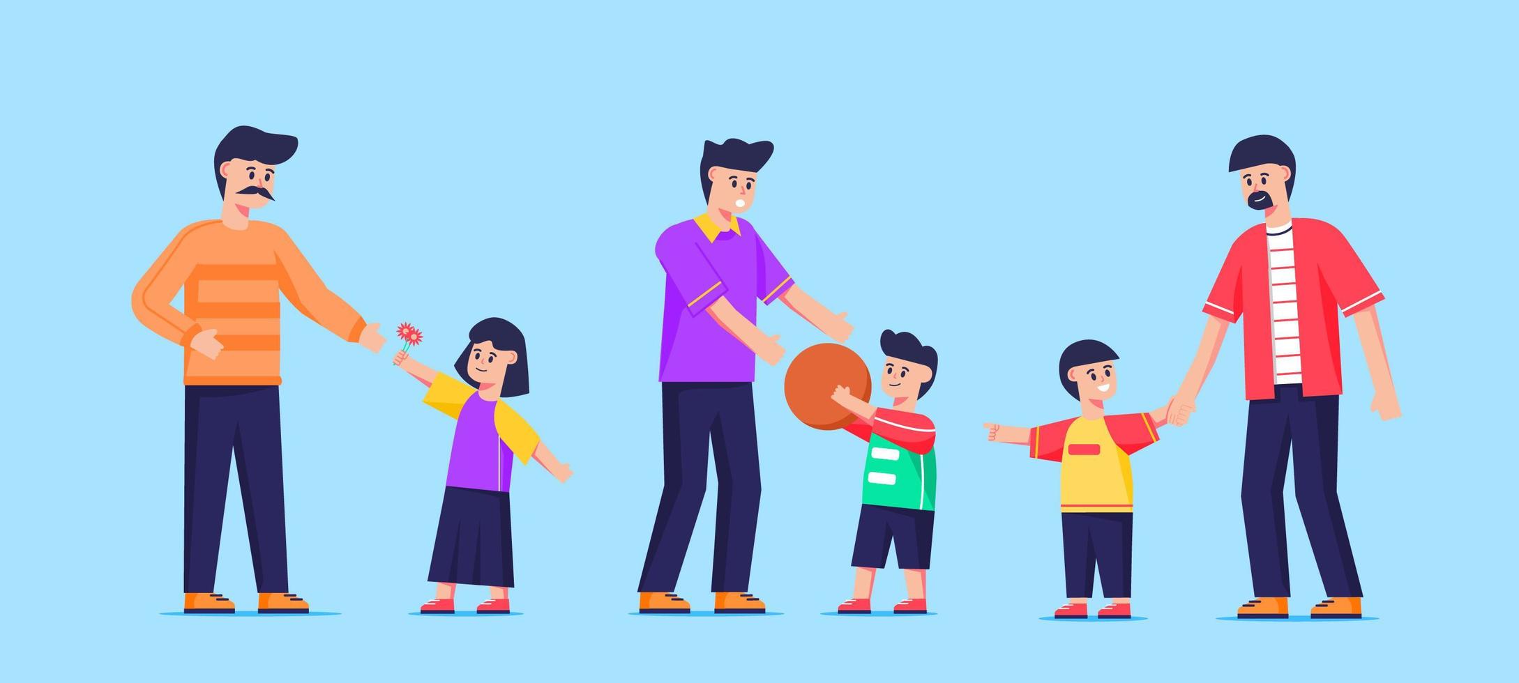 Father and Children Character Set vector