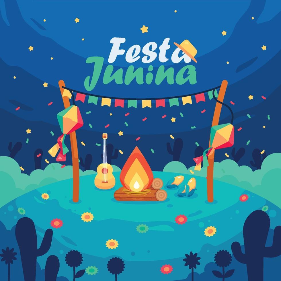 festa junina en diseño plano vector