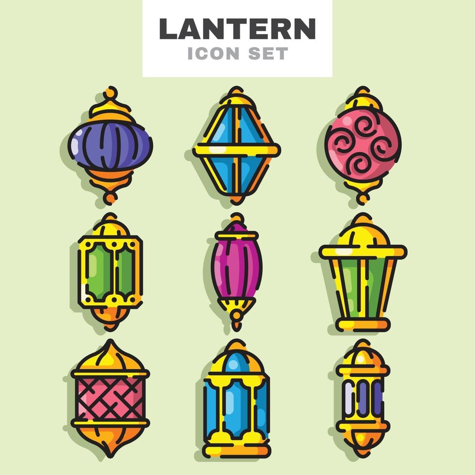 Eid Lantern Icon Set vector