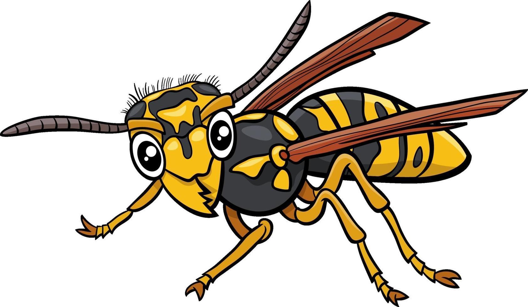 ilustración de dibujos animados de carácter de insecto avispa o jellowjacket vector