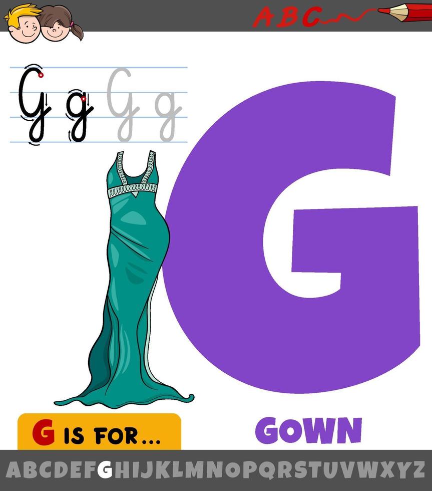 letter G from alphabet with cartoon gown vector