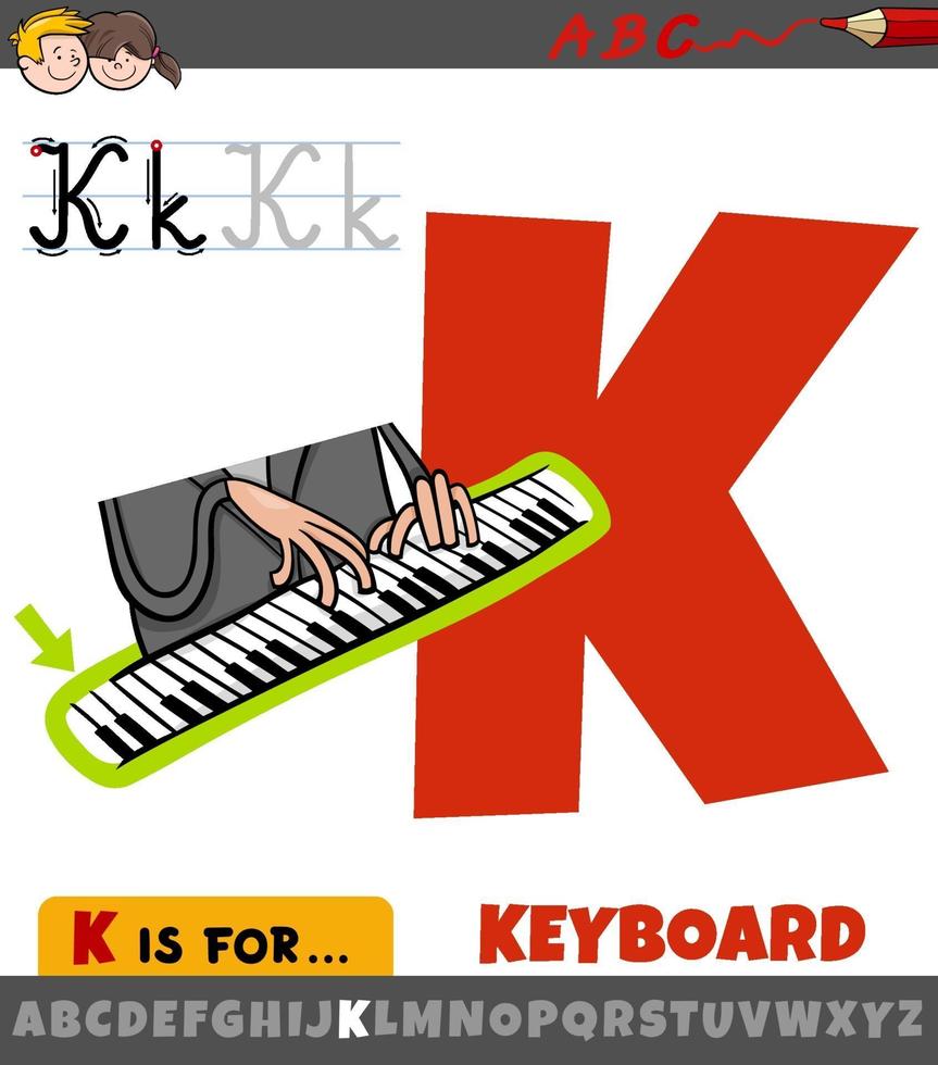 letter K from alphabet with keyboard word vector