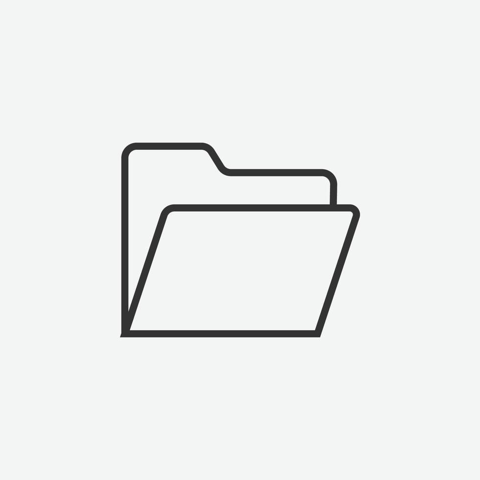 Folder line outline icon for website and mobile app on grey background vector