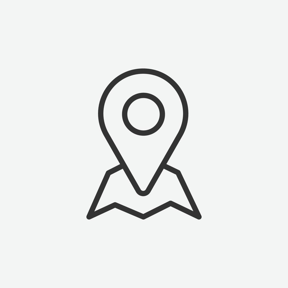 Placeholder on map line outline icon for website and mobile app on grey background vector