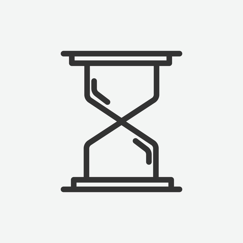 icono de contorno de línea de reloj de arena para sitio web y aplicación móvil sobre fondo gris vector