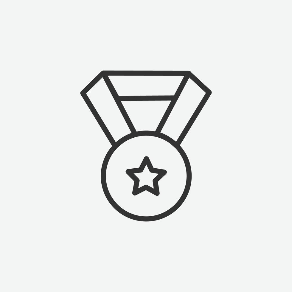 icono de medalla estilo lineal aislado sobre fondo gris. vector