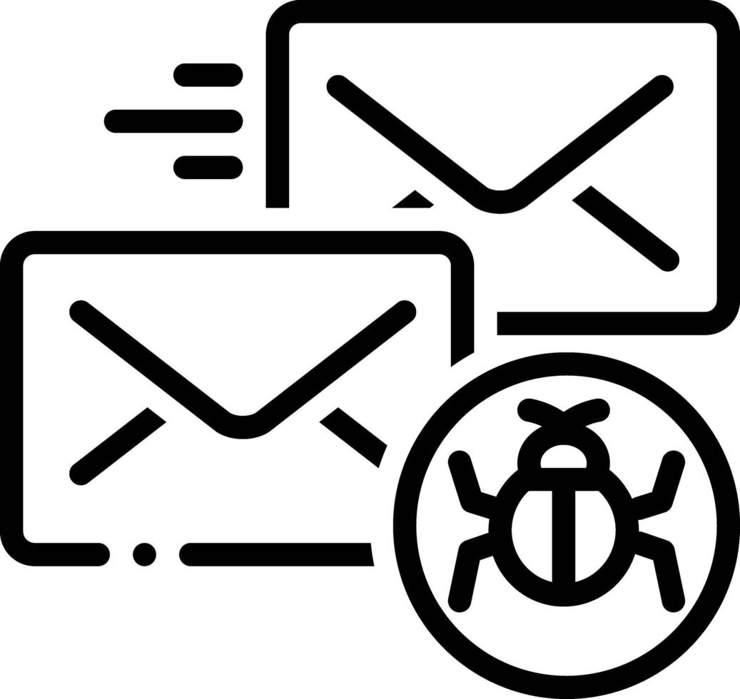 Line icon for infected mail vector