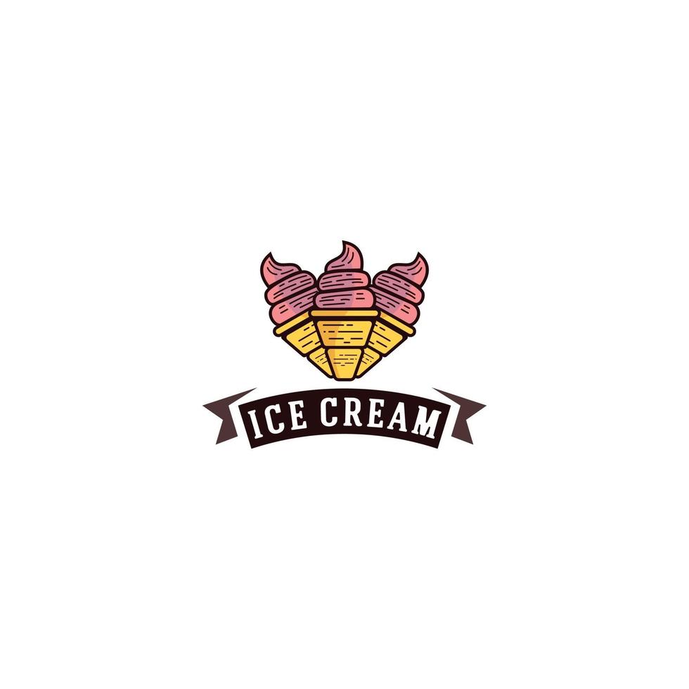 Diseño de logotipo de helado con ilustración de helado en fondo blanco. vector