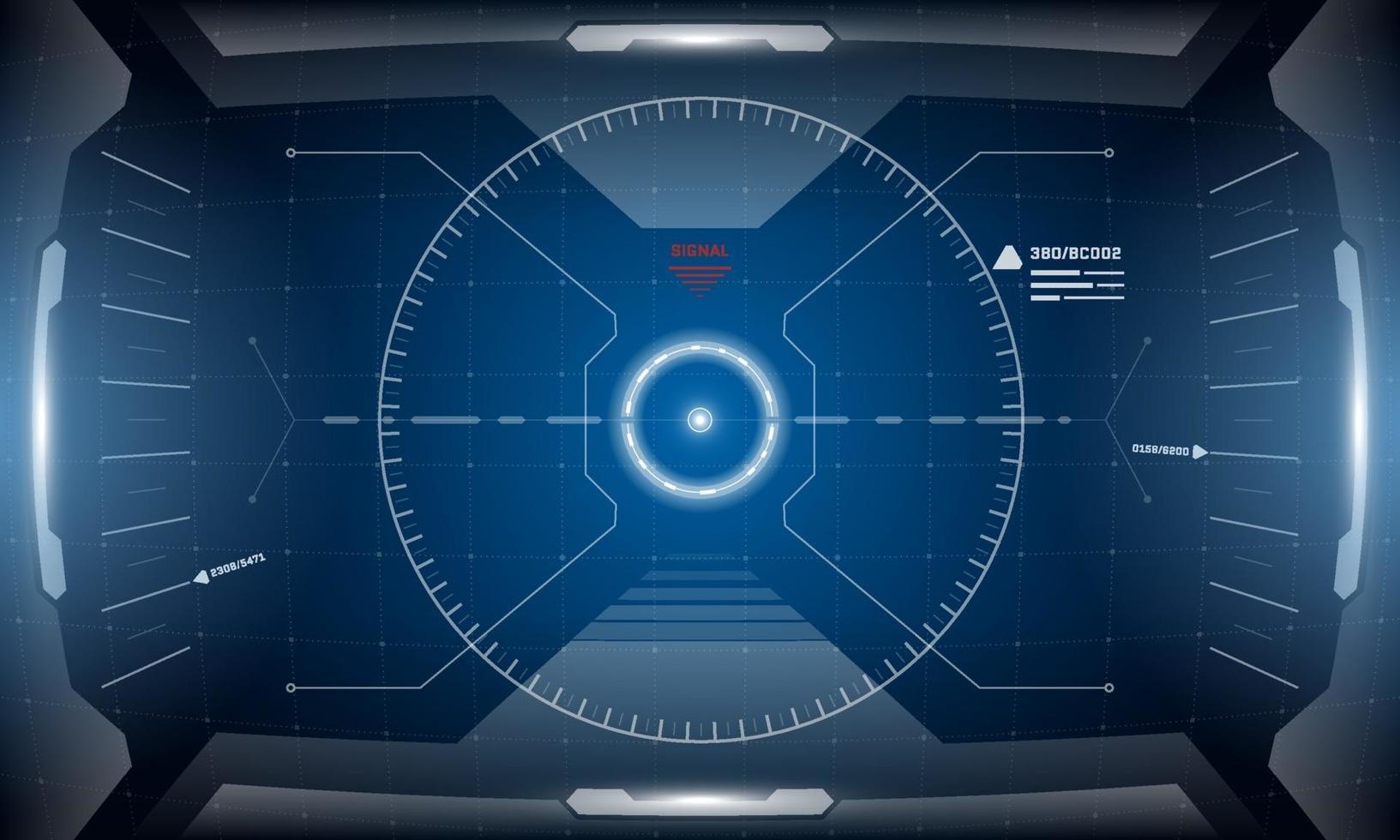 vr hud interfaz futurista digital diseño de pantalla cyberpunk. tecnología de simulador de realidad virtual de ciencia ficción ver head up display. Ilustración de concepto de vector de panel de salpicadero de interfaz de usuario de interfaz de usuario de alta tecnología