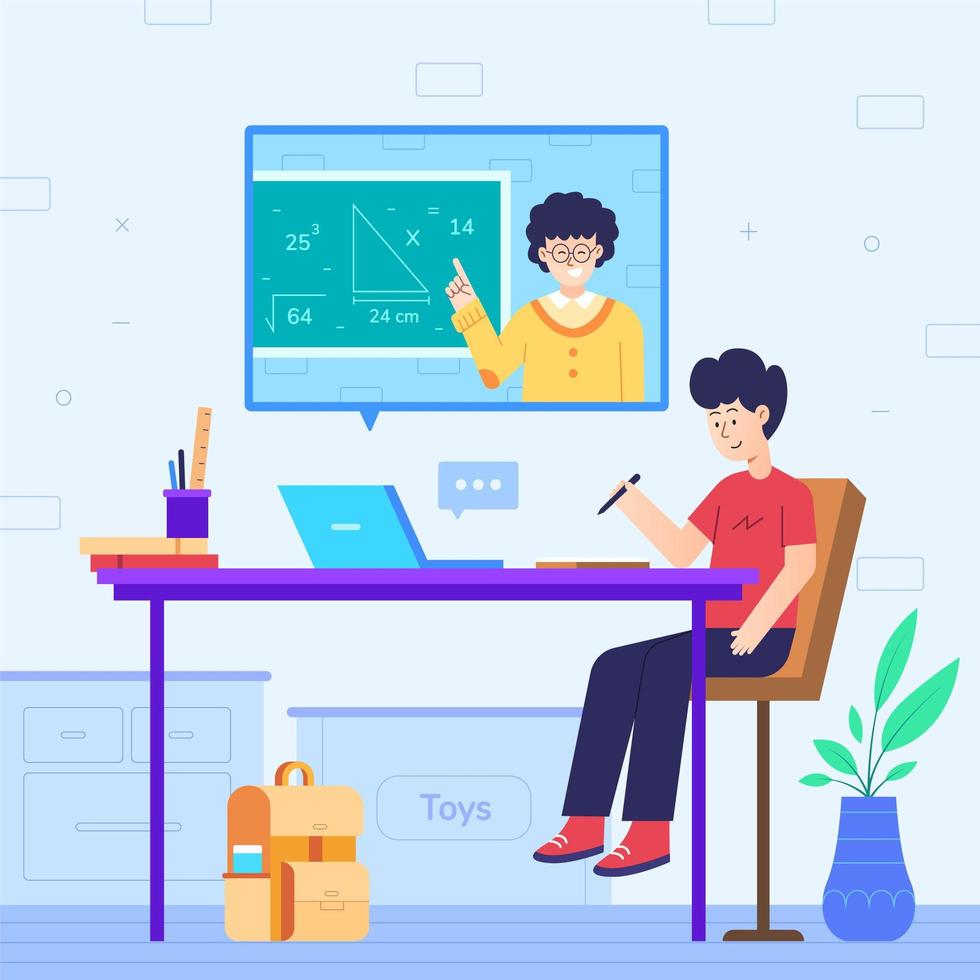 Online Education at Home Concept vector