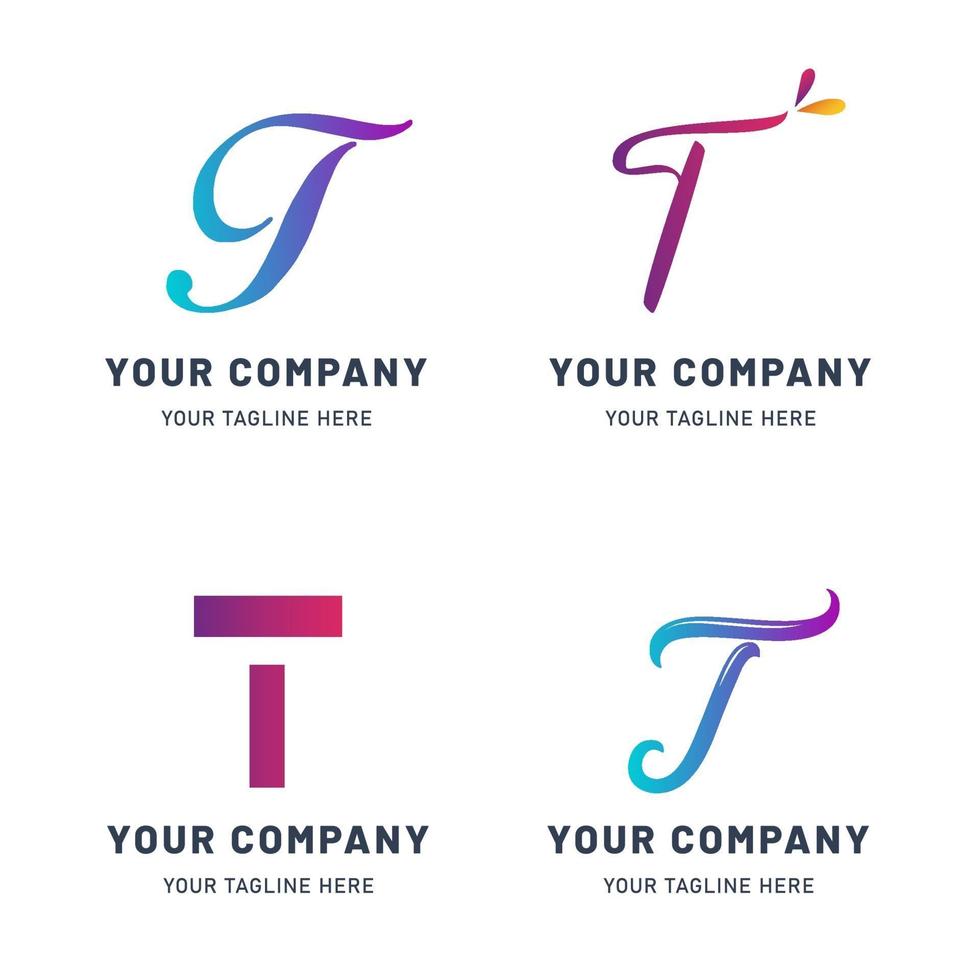 Collection of T Logo Templates vector