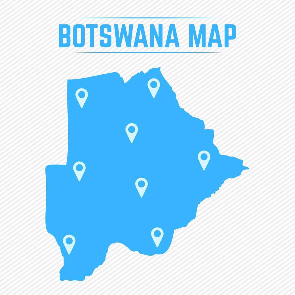 mapa simple de botswana con iconos de mapa vector