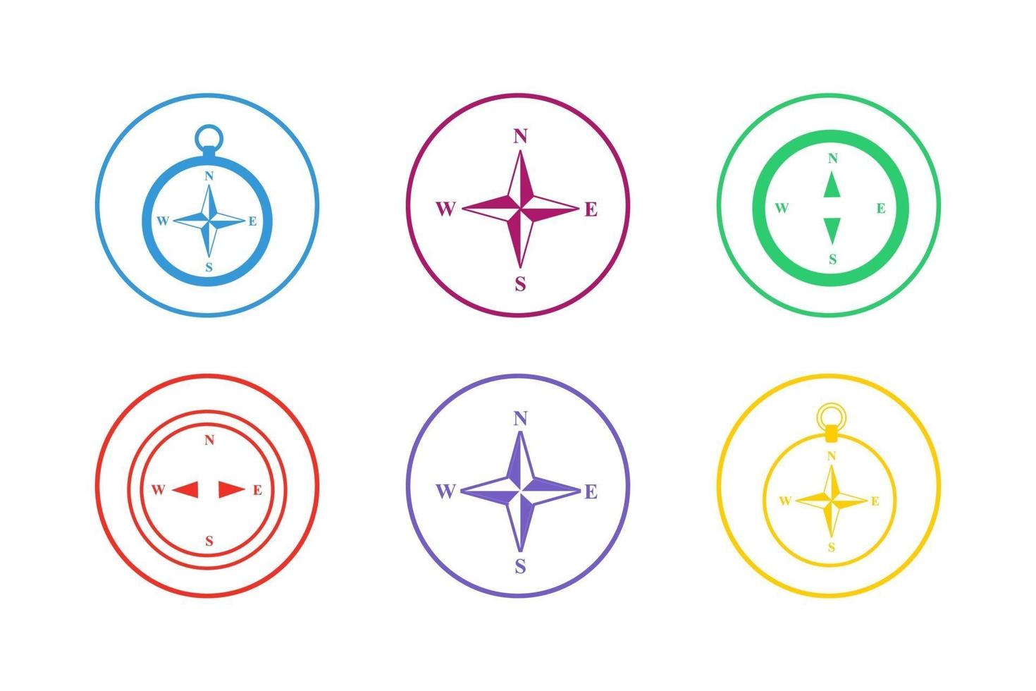 Colorful Compass Icon Set vector