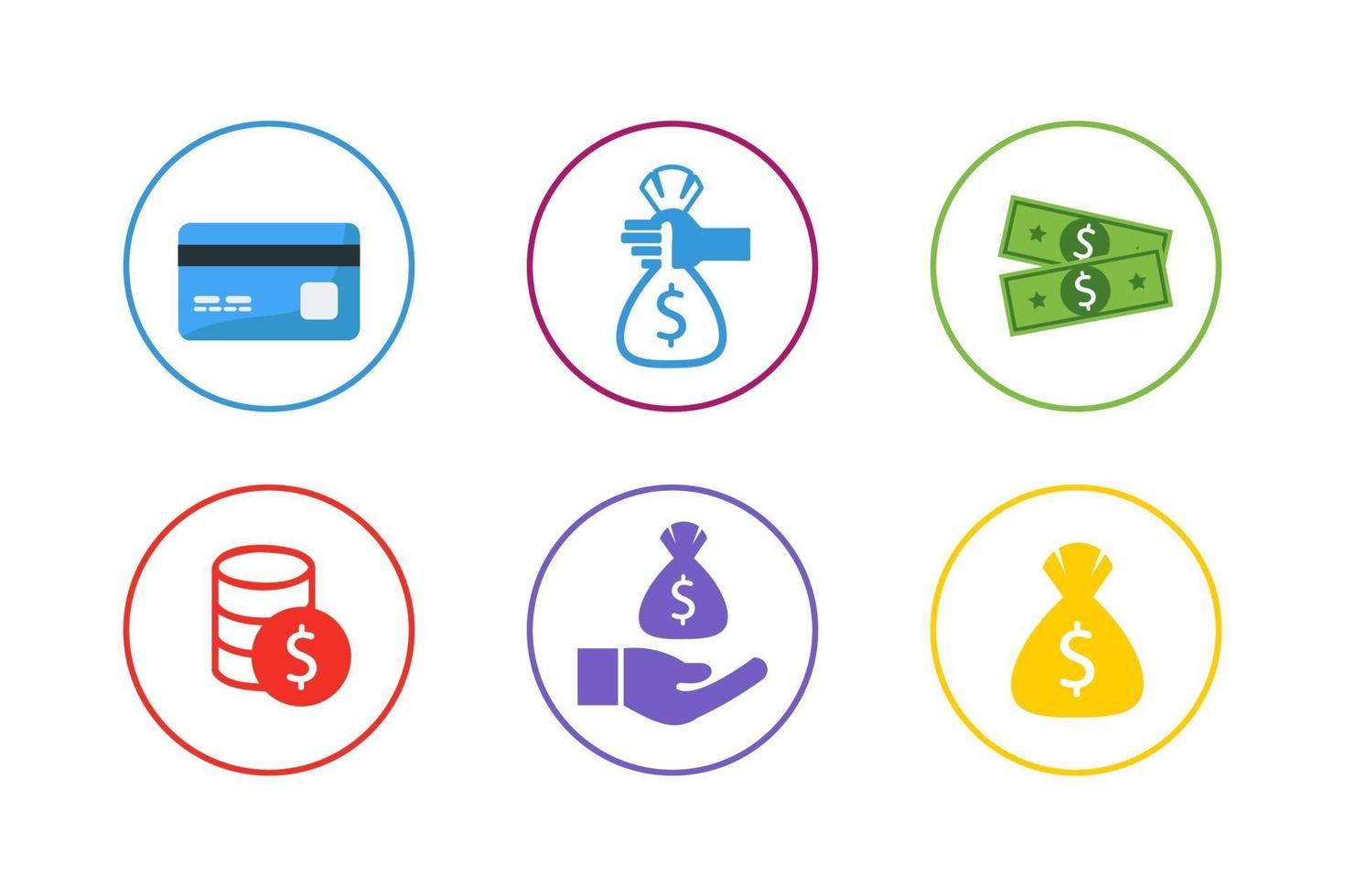 colorido conjunto de iconos de finanzas vector