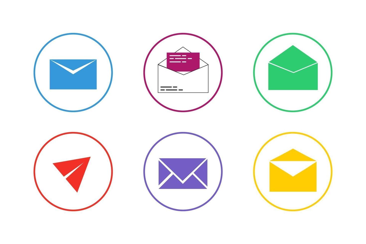 colorido conjunto de iconos de correo electrónico vector