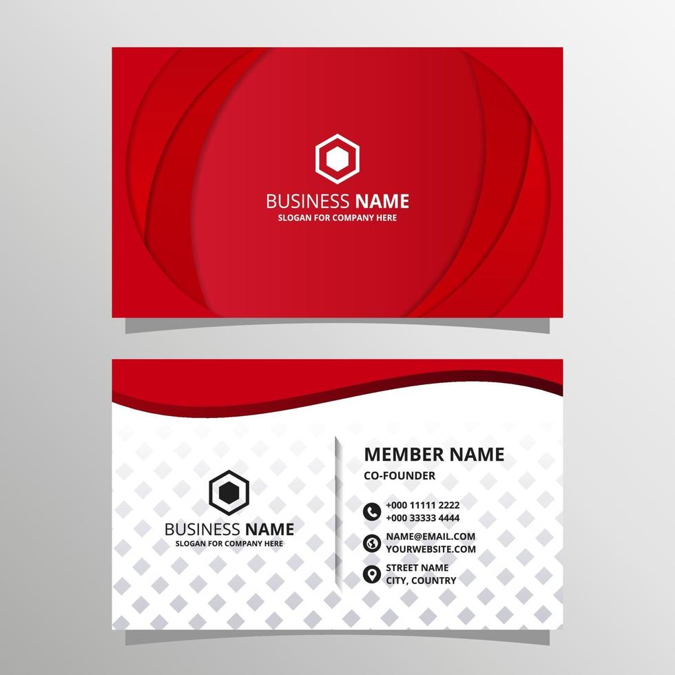 Abstract Red Curved Business Card Template vector