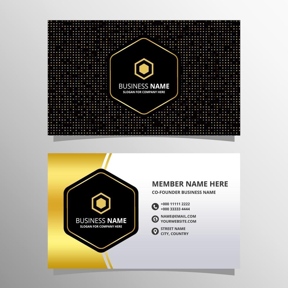 Black Luxury Business Card Template With Gold Dots vector
