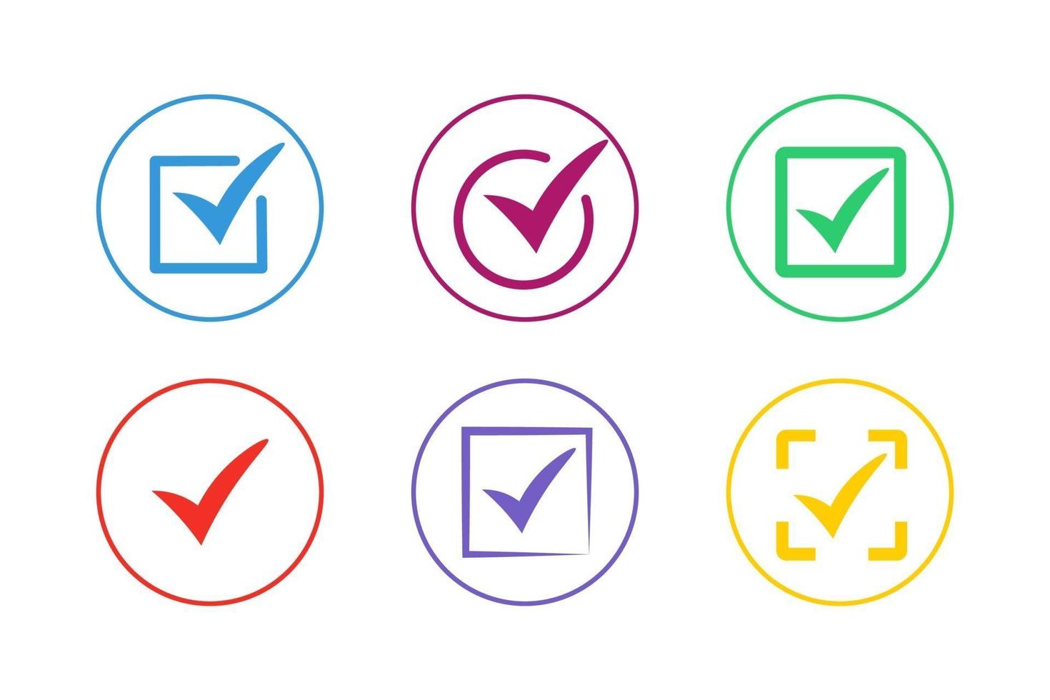 Colorful Checkmark Icon Set vector