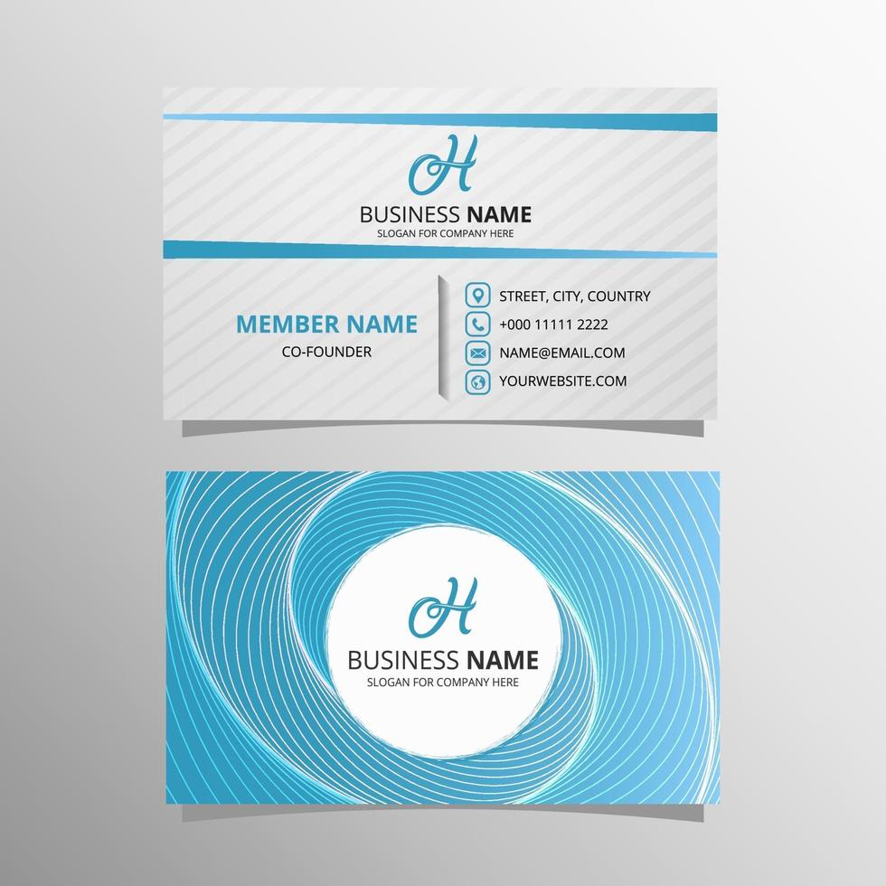 Blue and White Swirl Business Card Template vector