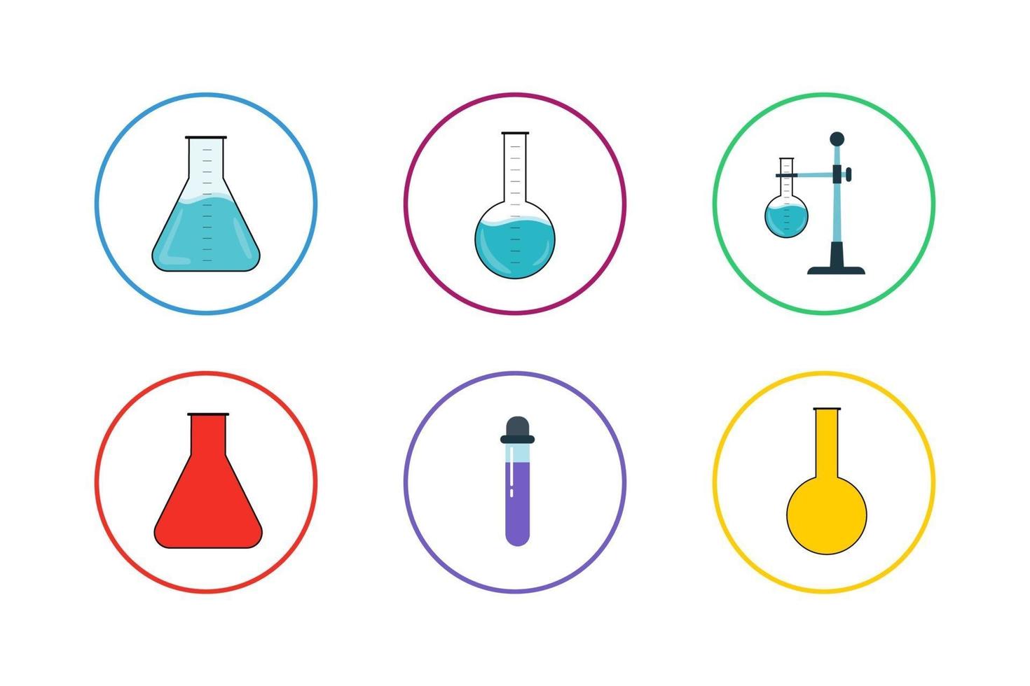 Colorful Medical Flask Icon Set vector