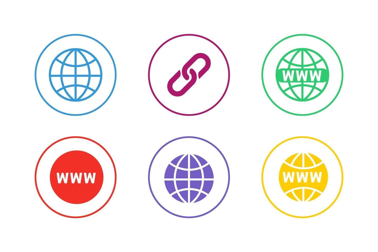colorido conjunto de iconos de URL de sitio web vector
