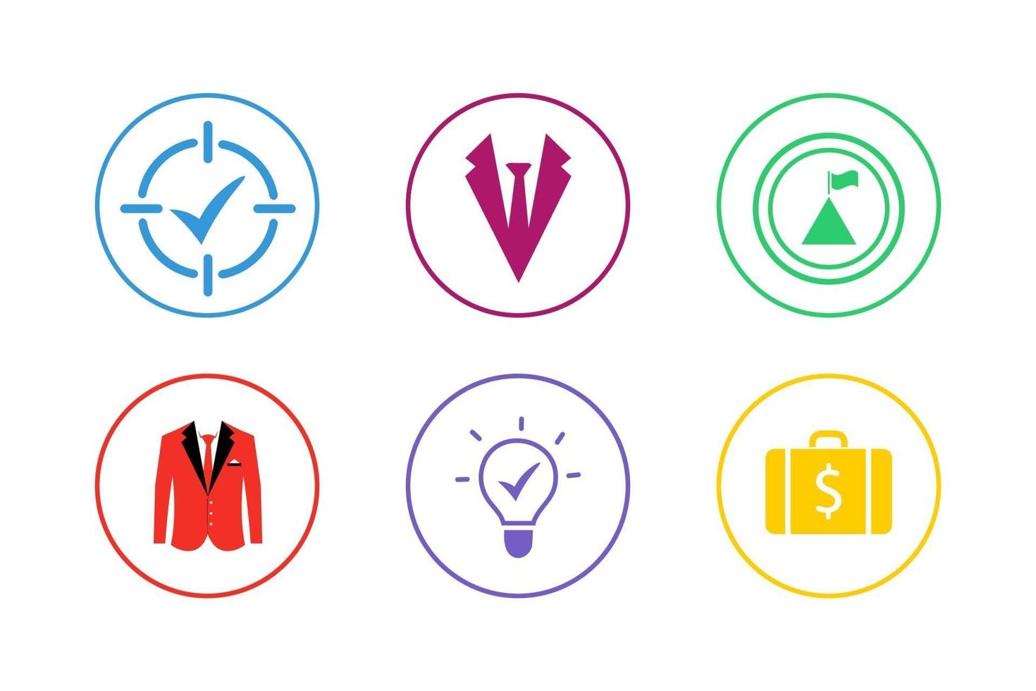 colorido conjunto de iconos de éxito vector