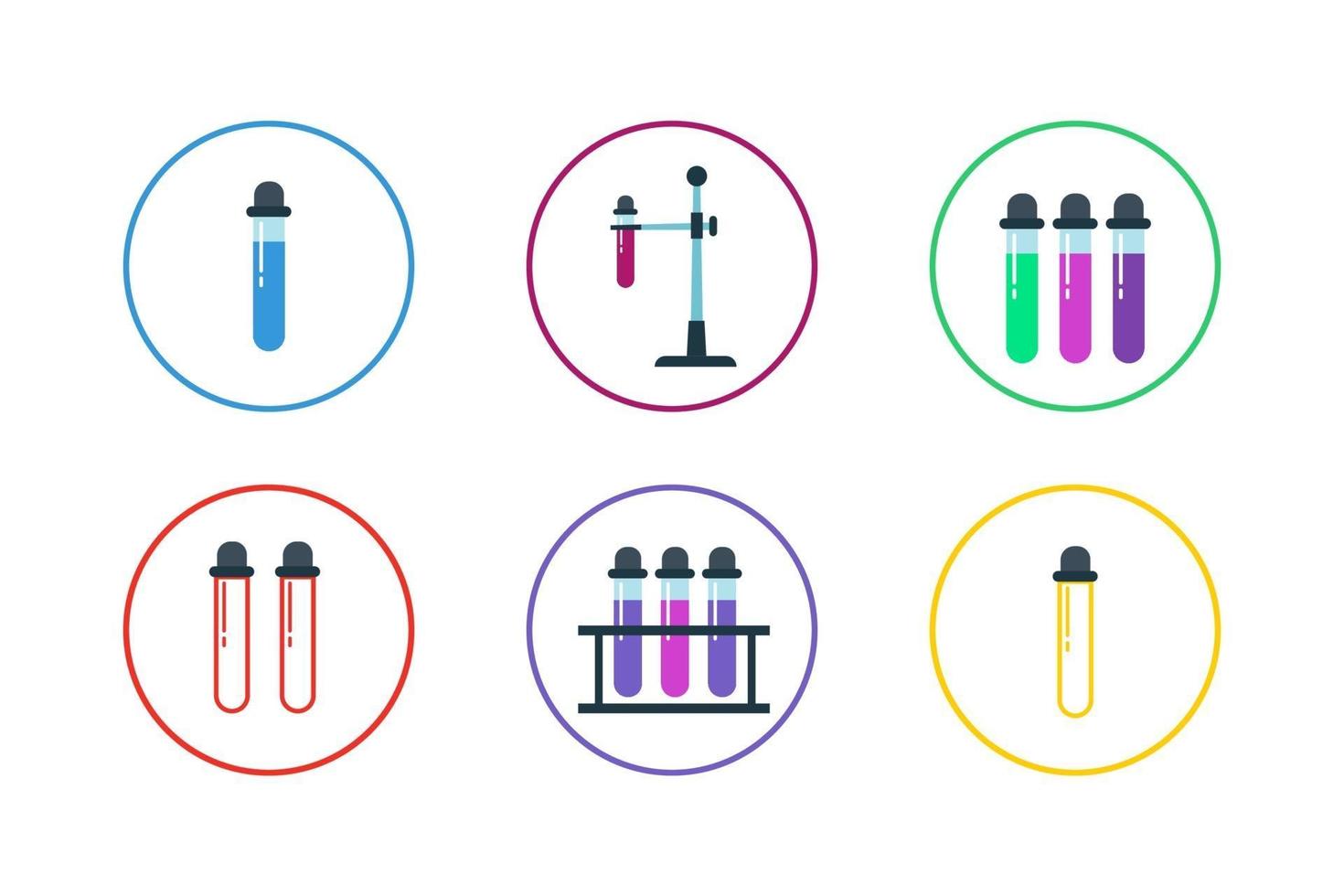 Colorful Test Tube Icon Set vector