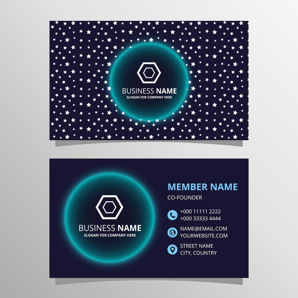 Dark Blue Business Card Template With Stars Pattern vector