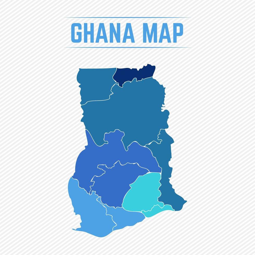 mapa detallado de ghana con ciudades vector