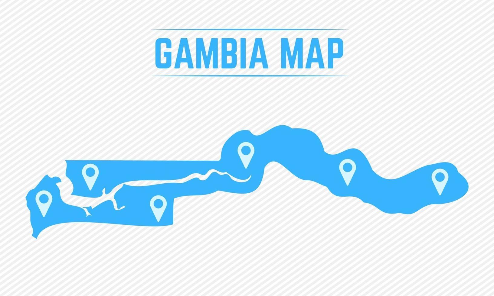 mapa simple de gambia con iconos de mapa vector
