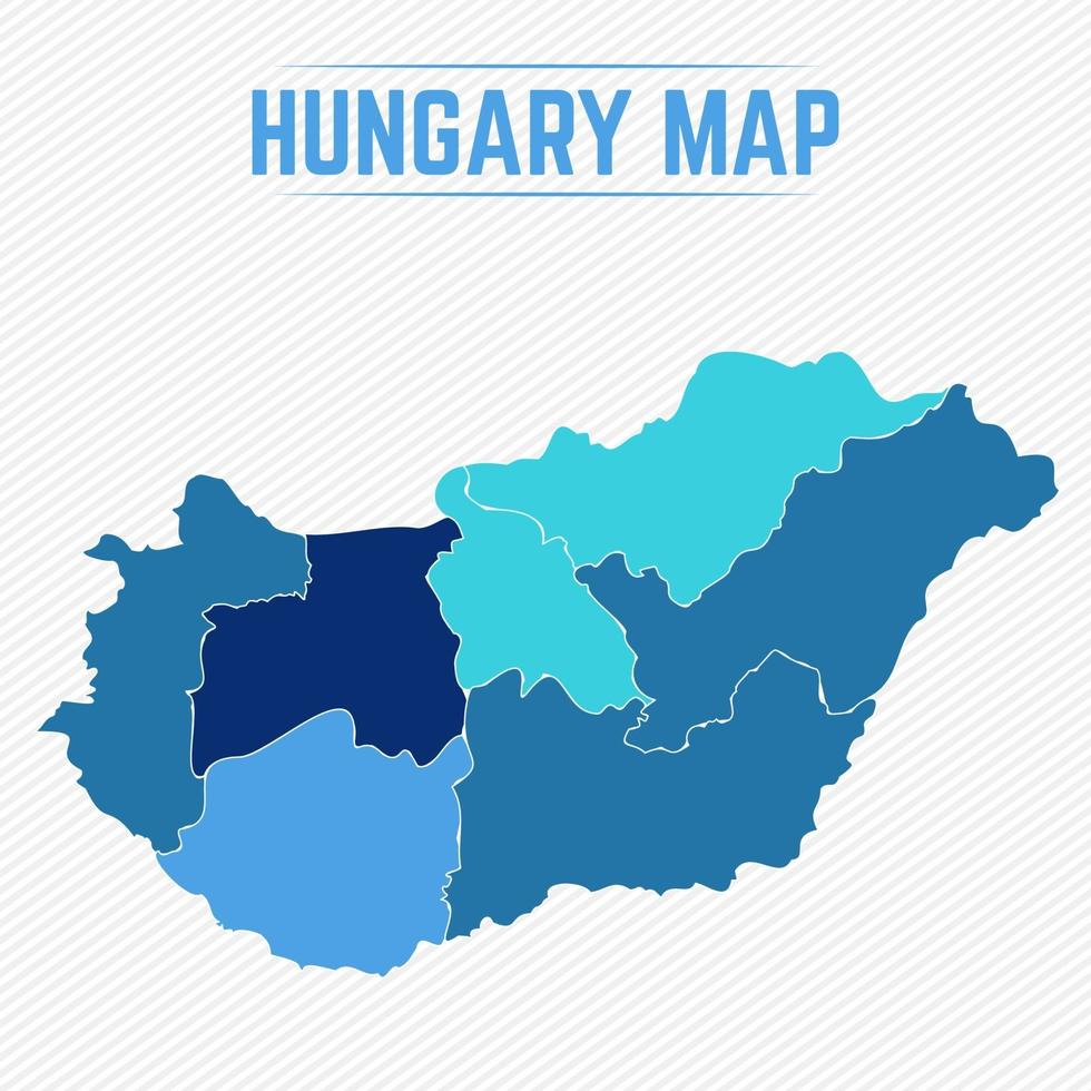 Hungría mapa detallado con estados vector