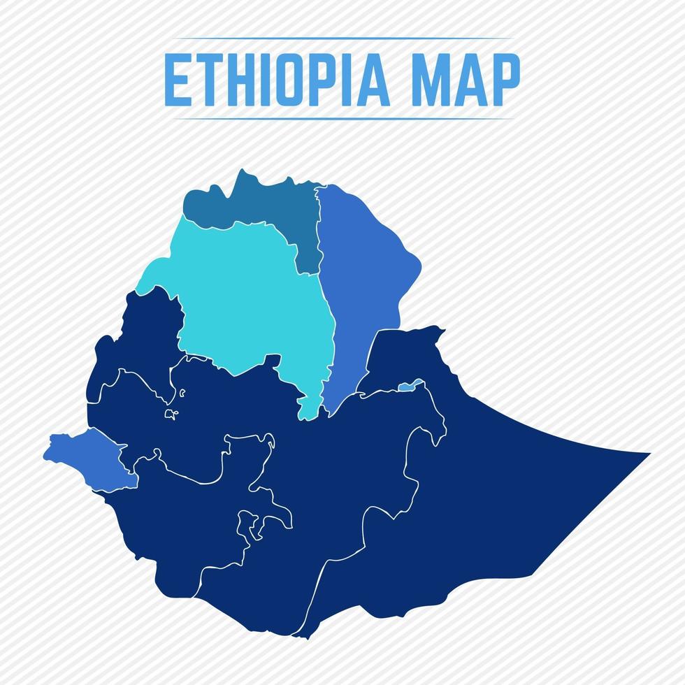 mapa detallado de etiopía con ciudades vector