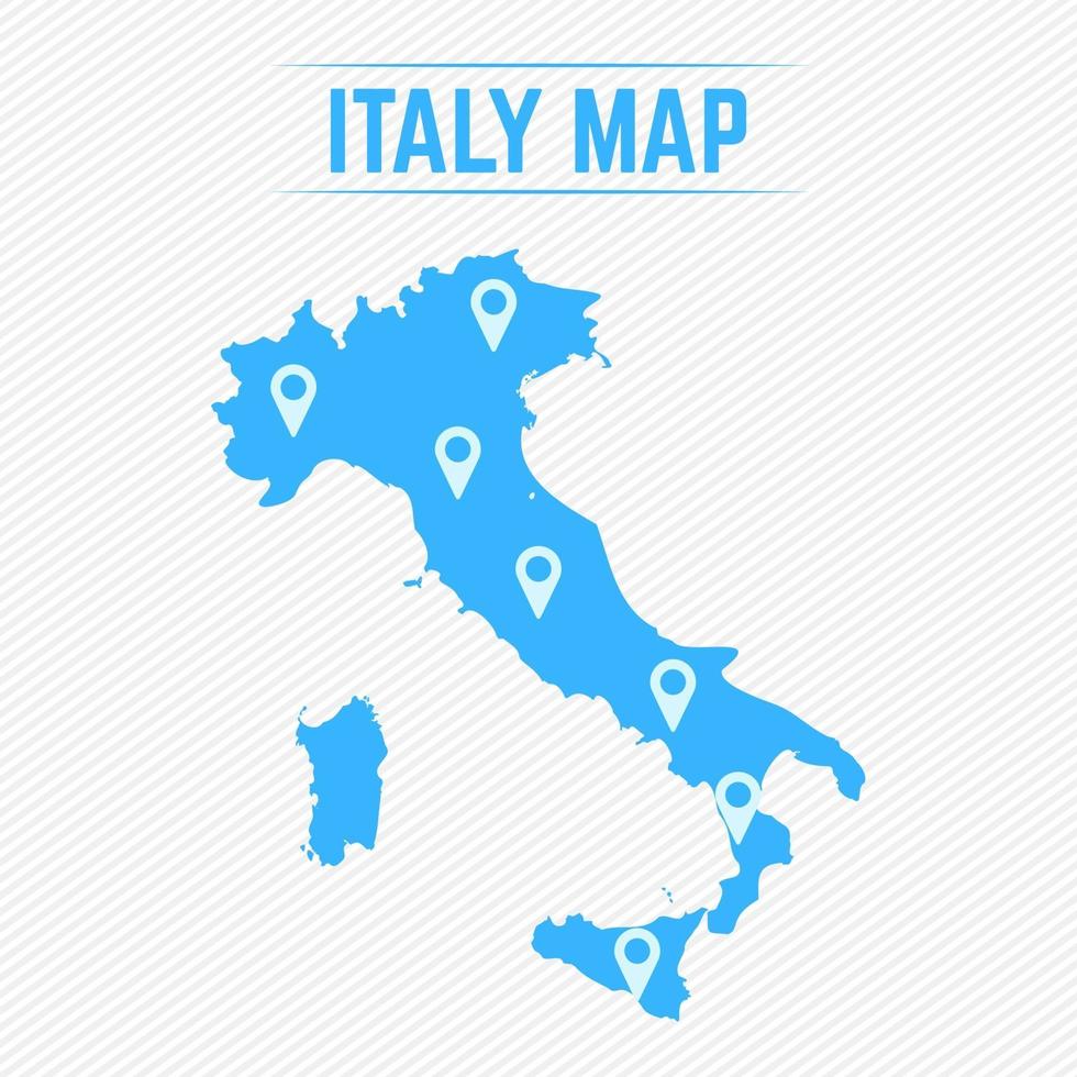 Italia mapa simple con iconos de mapa vector