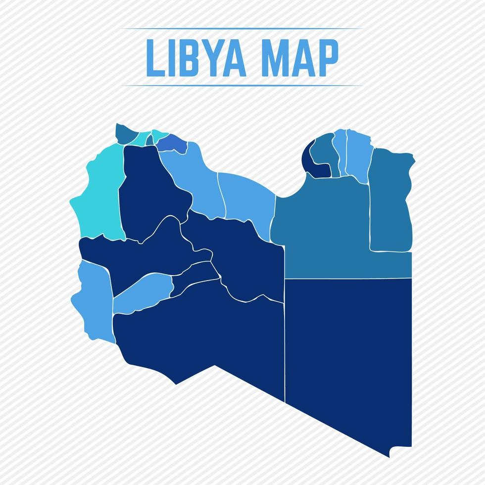 mapa detallado de libia con regiones vector