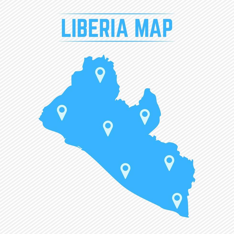 mapa simple de liberia con iconos de mapa vector